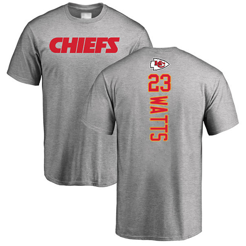 Men Kansas City Chiefs #23 Watts Armani Ash Backer T-Shirt